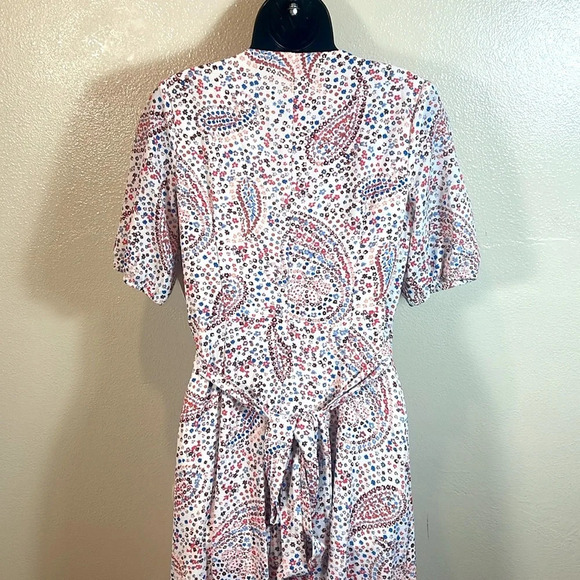 Sage Collection Puff Sleeve Paisley Wrap Dress White size 6 - Picture 5 of 12